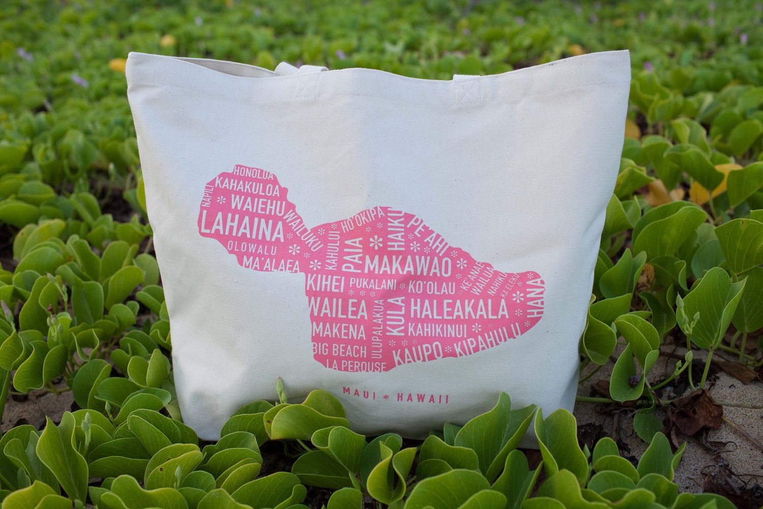 Maui Map Tote - Hot pink