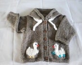 Baby Cardigan Hoodie Ducks Cardigan Hand Knitted