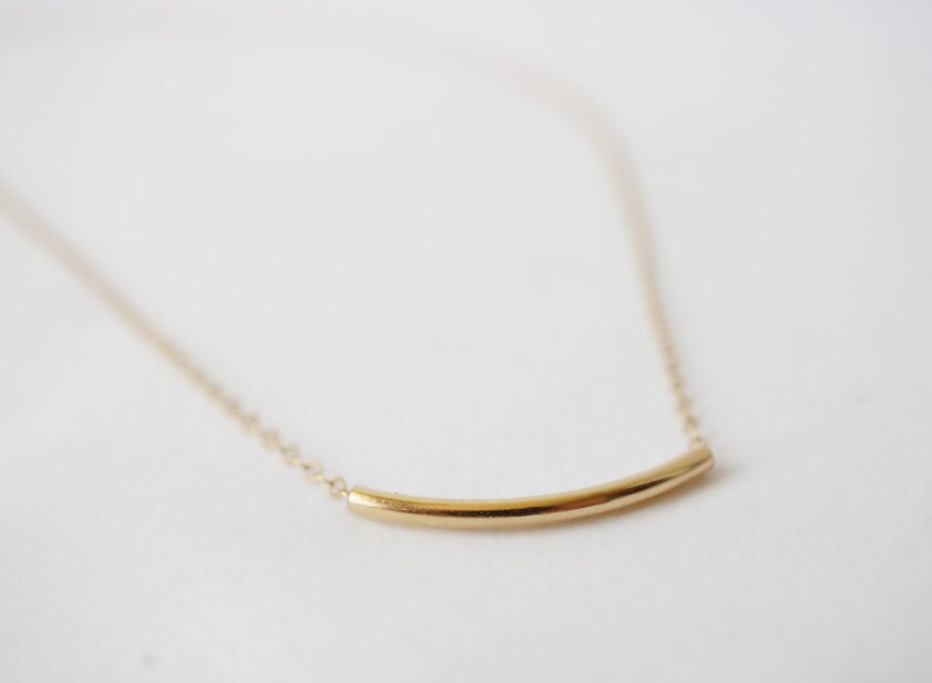 Ahead Of The Curve - 14k Gold Filled Curved Bar Necklace