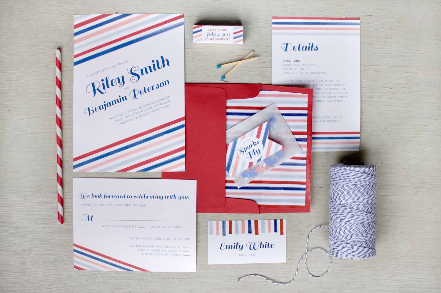 Basic Collection - Stripes Wedding Invitation Suite - DIY Printable Custom PDFs