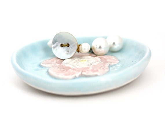 Pastel Porcelain Dish Flower Design So Delicate and Chic READY TO SHIP