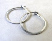 Sterling Hoops - tiny silver hoop earrings, simple classic minimalist basic lightly hammered 1/2" 0.5" 12mm interchangeable bail
