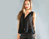 Christmas Sale / Holidays Sale / women shirt / black tank / women top / black shirt /  black blouse / evening top / sexy top / v neck shirt