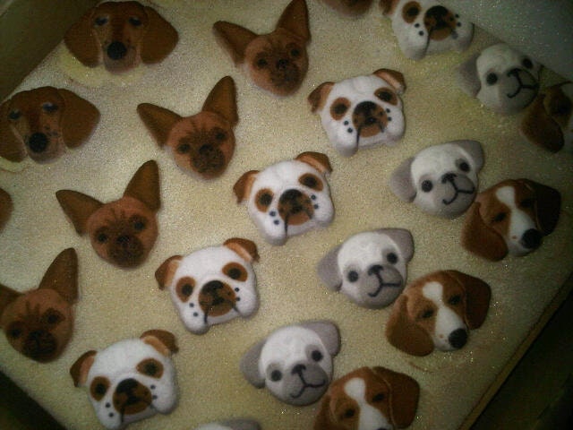 EDIBLE PUPPY DECORATION - Thick Solid Dachshund, Doxie Sugar Dec On Dog Collection Beagle, Brown Dog Bull Pit Chi Frenchie Pug
