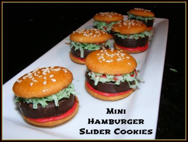 Hamburger Slider Cookies - Mini 6 pieces - Boxed and beautiful -  Made your Way - Fast Food Burgers