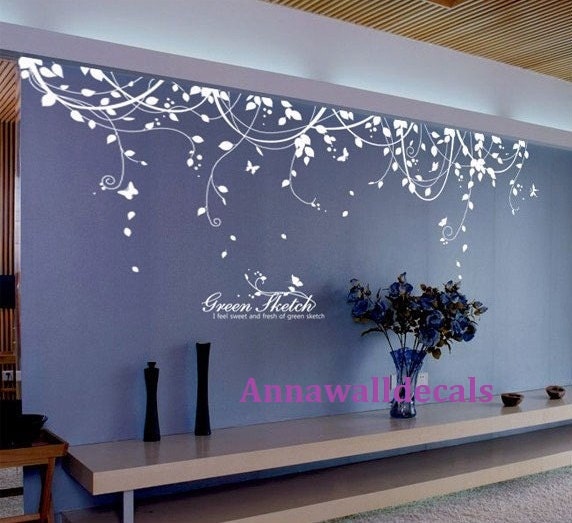 green sketch:Wall Decal,Sticker Nature Design,children wall decals,vinyl wall decal,nature wall decals,vines wall decals,removable stickers