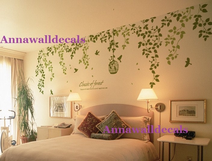 Classic of forest:wall decals, nature wall decals, children wall decals, nature wall decal stickers, vines wall decals,nature wall art