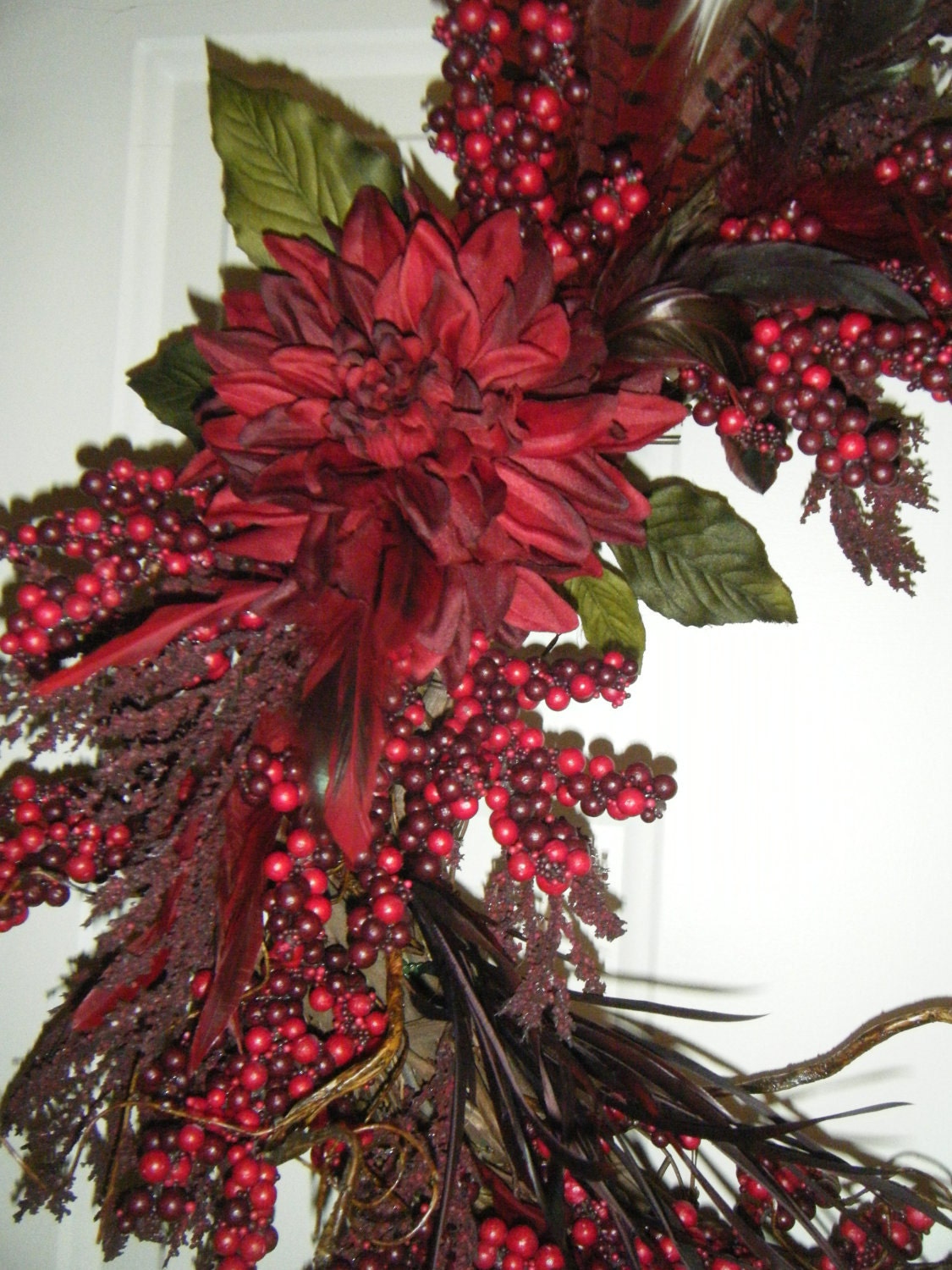 Spring / Summer Grapevine Wreath - "Scarlet Seduction"... year round wreath, door decor, wall decor, Spring wreath, Fall wreath