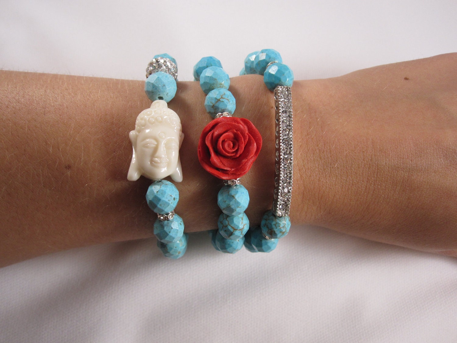Buddha Turquoise Gemstones Bracelets set