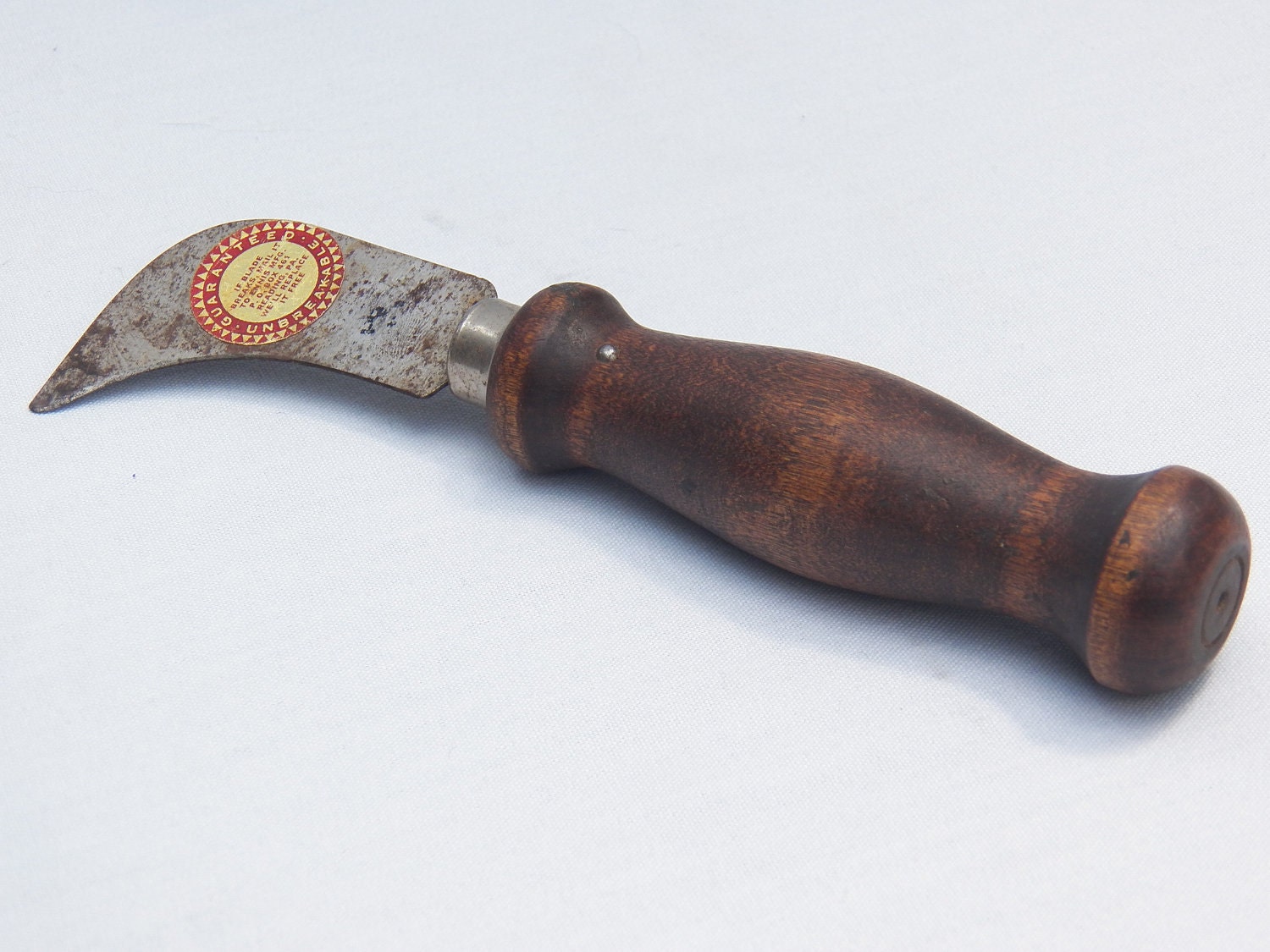 Antique Knife- Ennis Manufacturing Reading PA - USA Hawkbill Wood Handle- Linoleum  Cutting Utility Knife- USA Americana