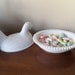 Vintage Hen on Nest White Milk Glass Beaded Covered Candy Dish Indian Glass - farmhouse Decor- Cottage- Country Decor- Farm Decor
