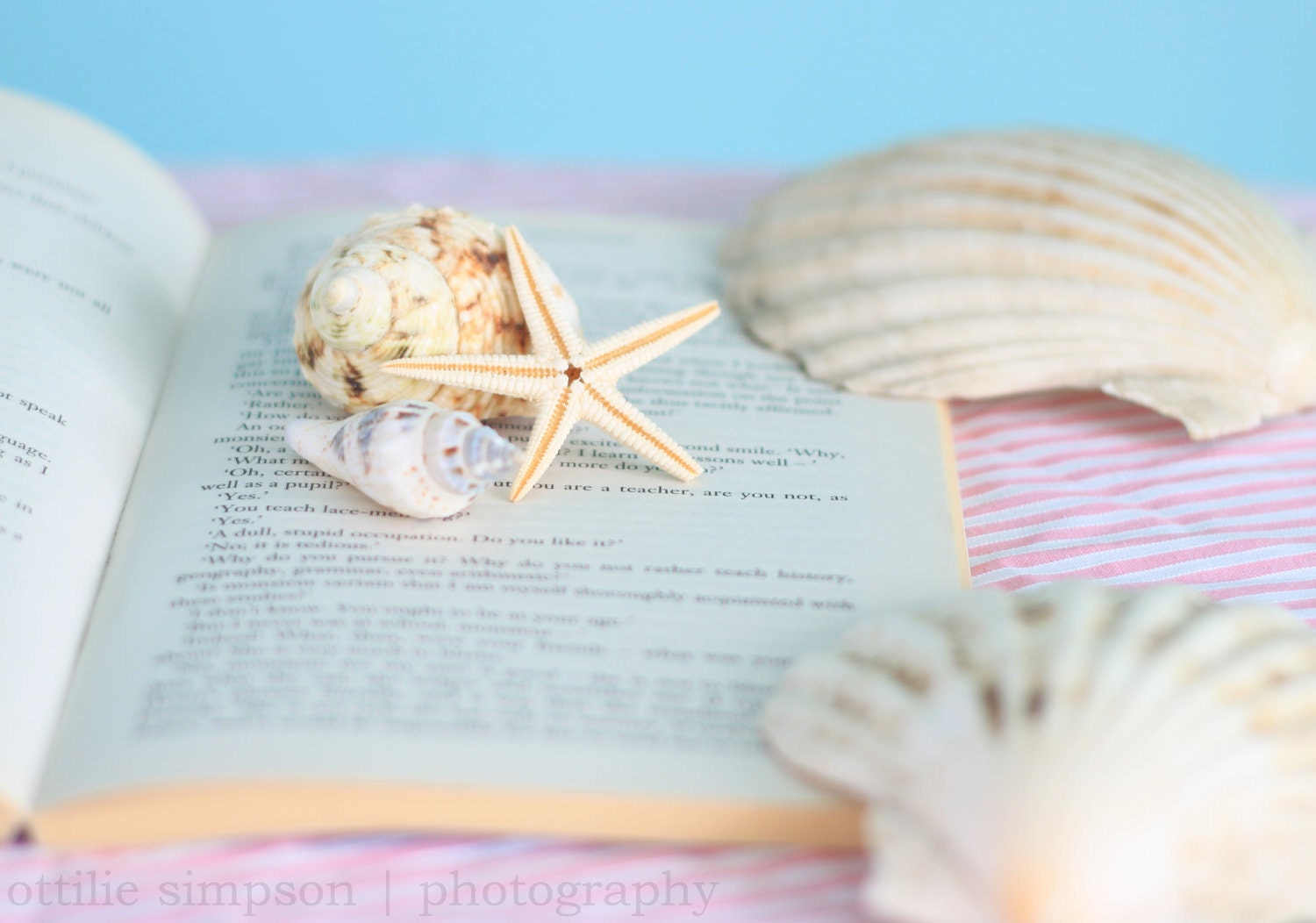 Book and Shells, Seaside Pastels - Fine Art 10'' x 7'' Photographic Print