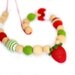 Organic Nursing necklace Teething necklace amigurumi toy Strawberry in red, green and white.