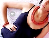 Neon Crochet Statement  Necklace and Bracelet