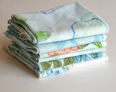 Vintage Sheet Fat Quarter Bundle - Teal and Aqua Blue