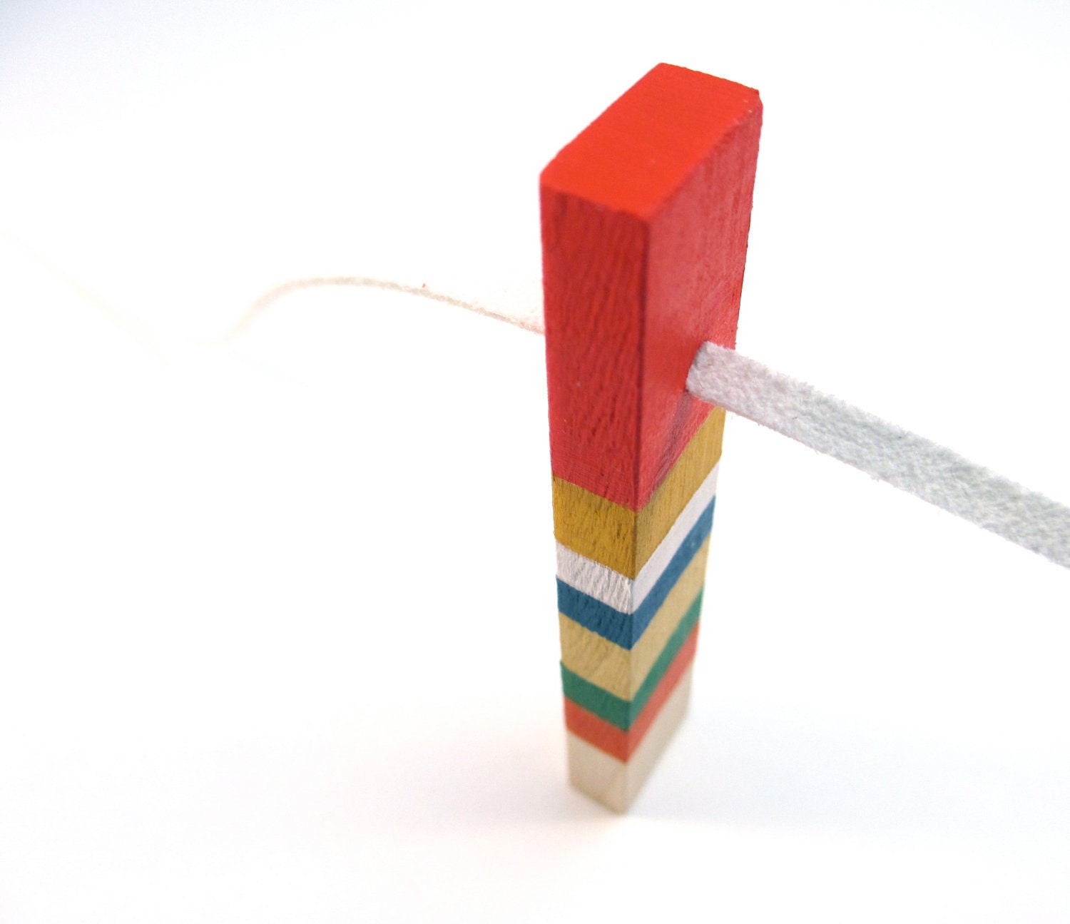 WOOD PENDANT NECKLACE Totem Color Blocks Reclaimed Wood Art Abstract Painting