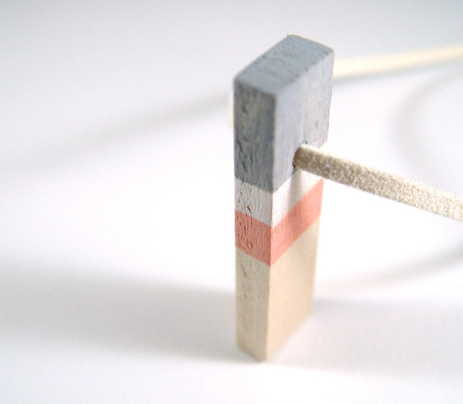 Painted Wood Necklace Wood Jewelry Modern Folk Art