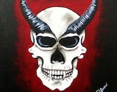 Demon Skull 8x10in Original Painting