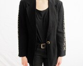 reduced.UNIQUE. vtg 1980s. BYBLOS avant garde CLUB kid, blazer/jacket with embroidered laced sleeve detail. made in italy. eu 42.