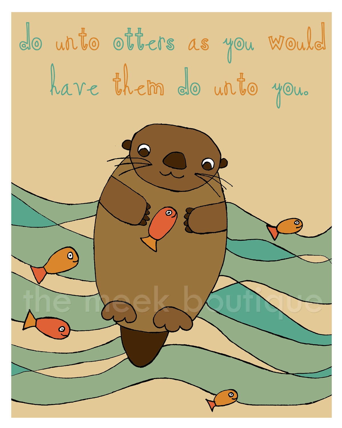INSTANT DOWNLOAD, Golden Rule Digital Art Printable, Do Unto Otters, No. 65