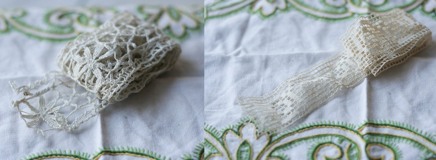 French Vintage Trim Sampler B - 5 lengths of trim