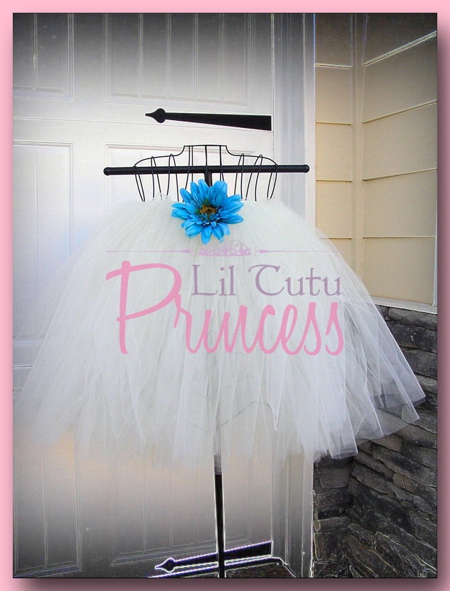 Serafina - Tutu Dress - Flower Girl Dress - Ivory Tutu Dress with Turquoise Oasis Daisy - Available in Infant, Toddler to Girl Sizes