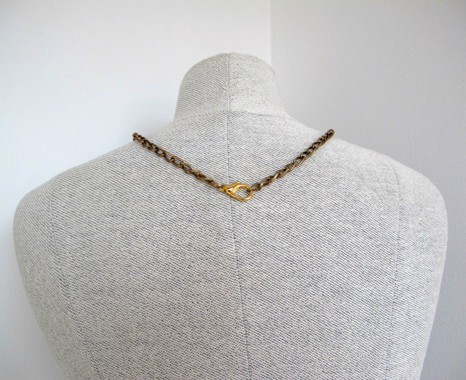 Fringe Necklace in  Lion Brown, Green and Cardinal Red colors with Brass Chain