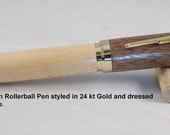 Rollerball Bullet Pen Handcrafted in Gold, Walnut & Maple