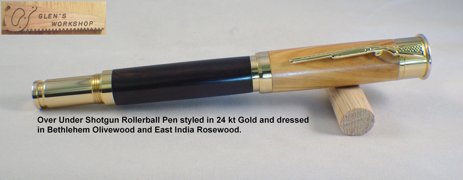Bullet Rollerball Pen Handcrafted B. Olivewood, E. India Rosewood