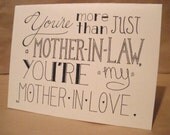 Mother's Day Card, Blank Mother In Law Card, Mom In Law Card