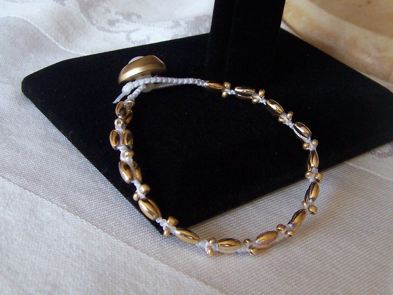 Dainty Gold Macrame Silk Bracelet / 10