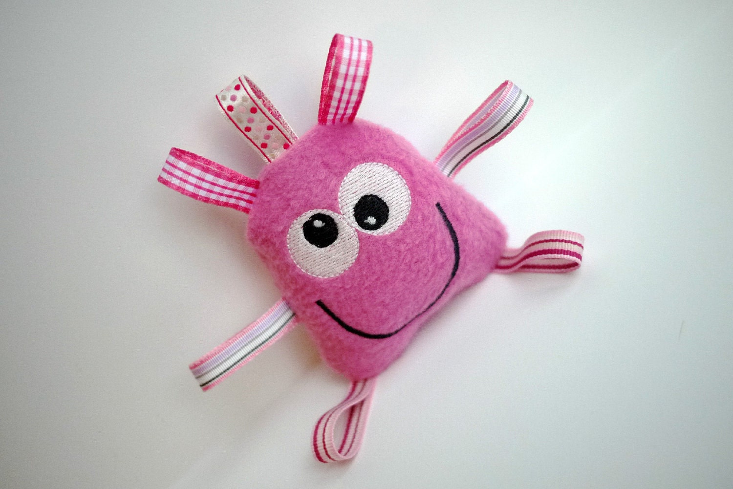 Baby Rattle - Pink Monster Taggie Toy - Stuffed Monster