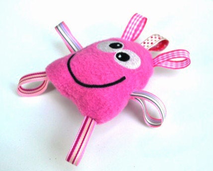 Baby Rattle - Pink Monster Taggie Toy - Stuffed Monster