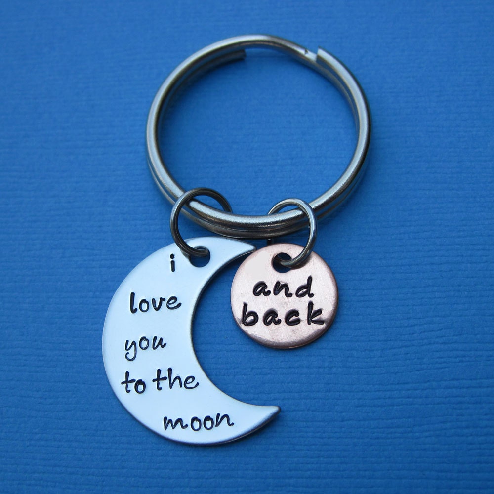 I Love You to the Moon and Back Key Chain - Valentine's Day Anniversary Wedding Birthday Father's Day Gift Mother's Day Gift Keychain