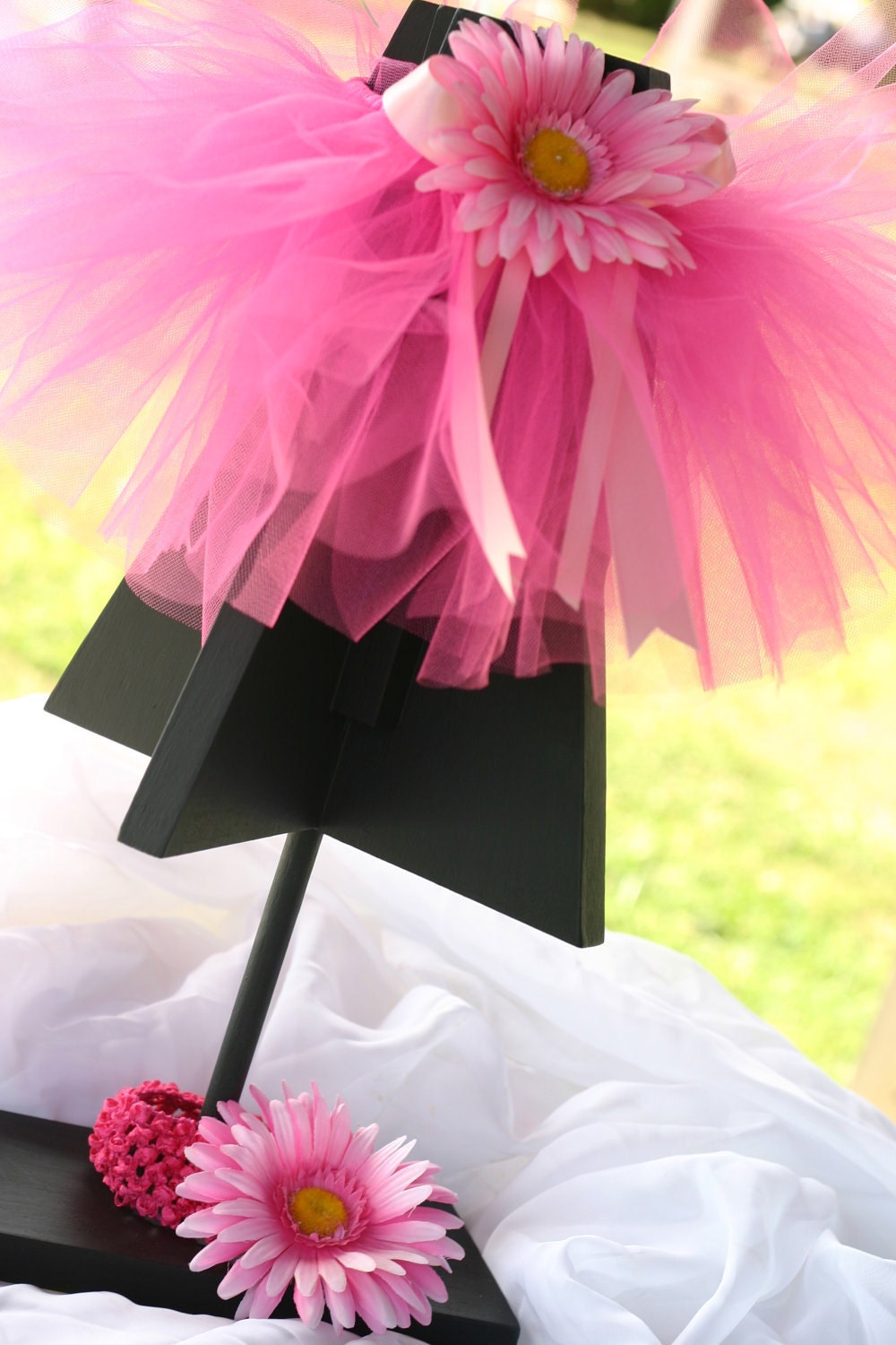 Princess Pink Tutu with Flower and Matching Headband