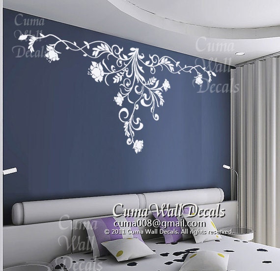 Gorgeous floral wall decals flower vinyl wall decals girl nursery wall decals sticker children wall decal- floral Z166 cuma