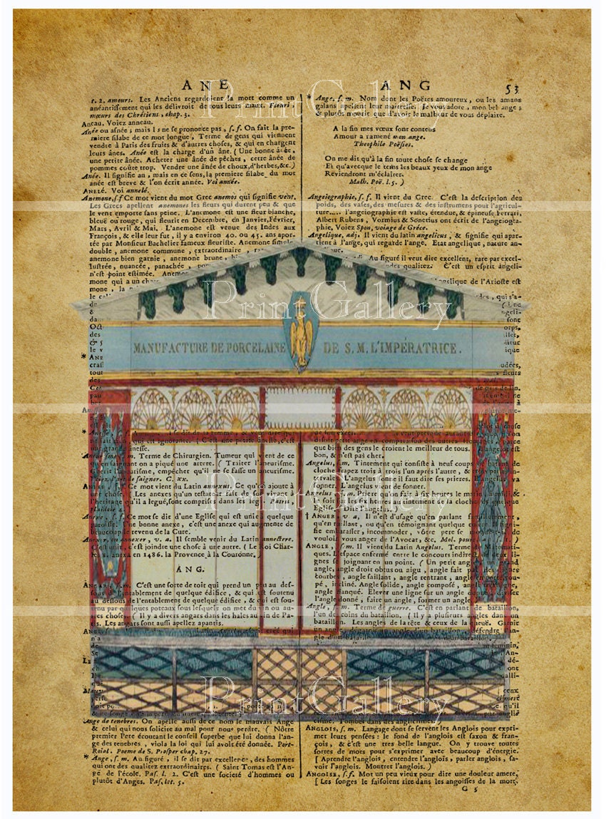 French Dictionary Book Page Paris Shop Fronts Architectural Drawing 1920s Art Deco Boutiques Wall Prints Altered Old Vintage Home Decor 095