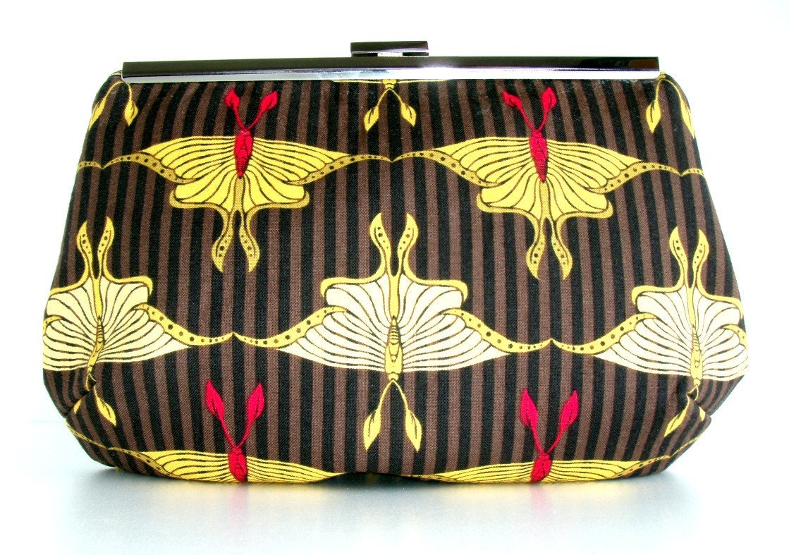 Art Nouveau Clutch, 1920s Clutch, Insect Print Clutch, Vintage Modern Clutch