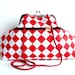 Shoulder Purse Red White Diamonds Printed Fabric Charming Bow