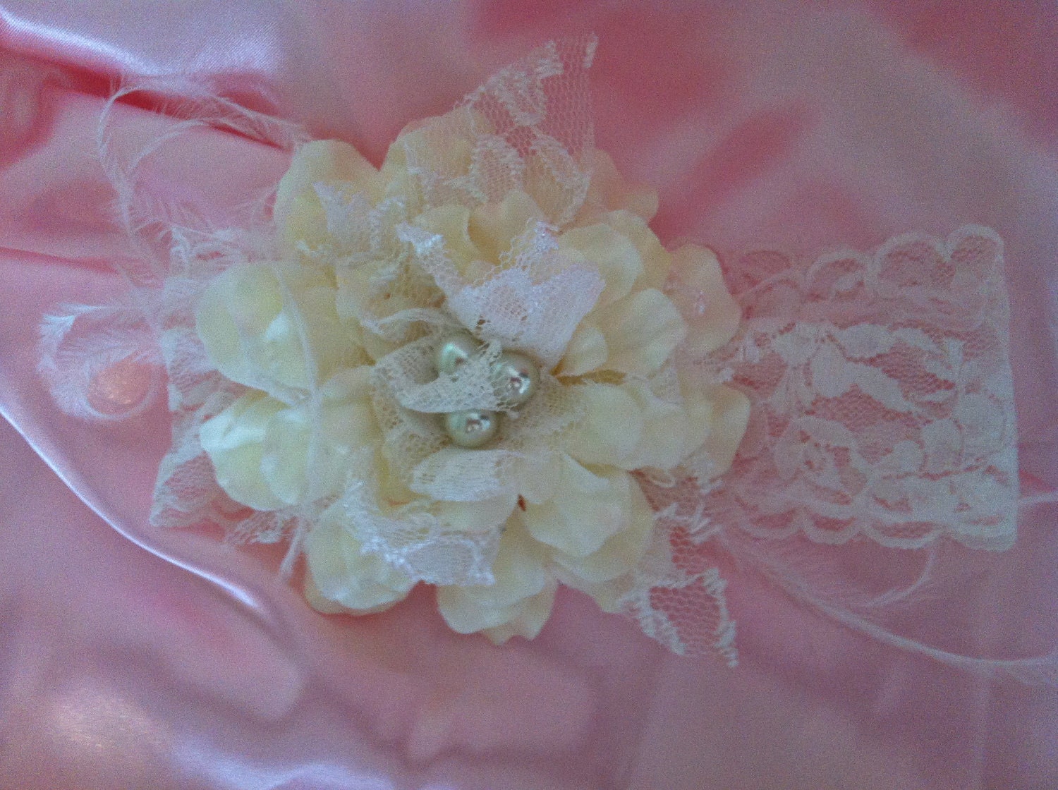 Newborn Baby Photography Prop, Silk Flower, Feathers and Pearls Headband, Baby Girl, Baby Girl Photo Prop, baby Girl Halo