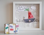 Seascape - customized wall art - appliquéd, framed