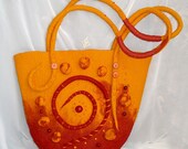 OOAK felted Bag "Motifs of Africa",Red-orange bag,hand crafted, Summer fashion bag,Eco friendly bag, Gift for her