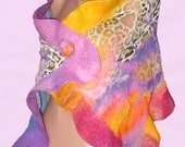 Nunofelted shawl ,Summer colored scarf,hand crafted,Gift for her, Eco friendly