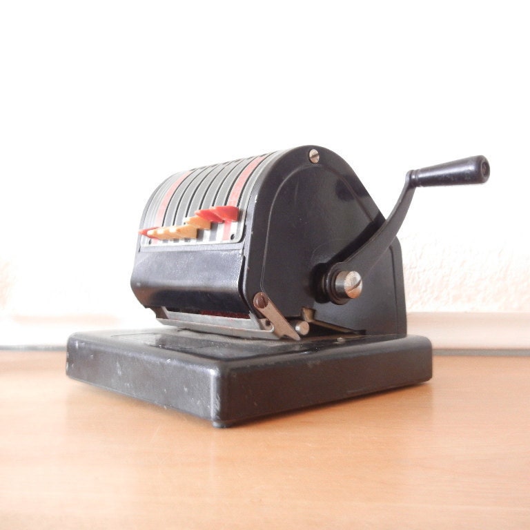 1940s Paymaster Checkwriter, Black Metal Base and Bakelite Knobs, Works