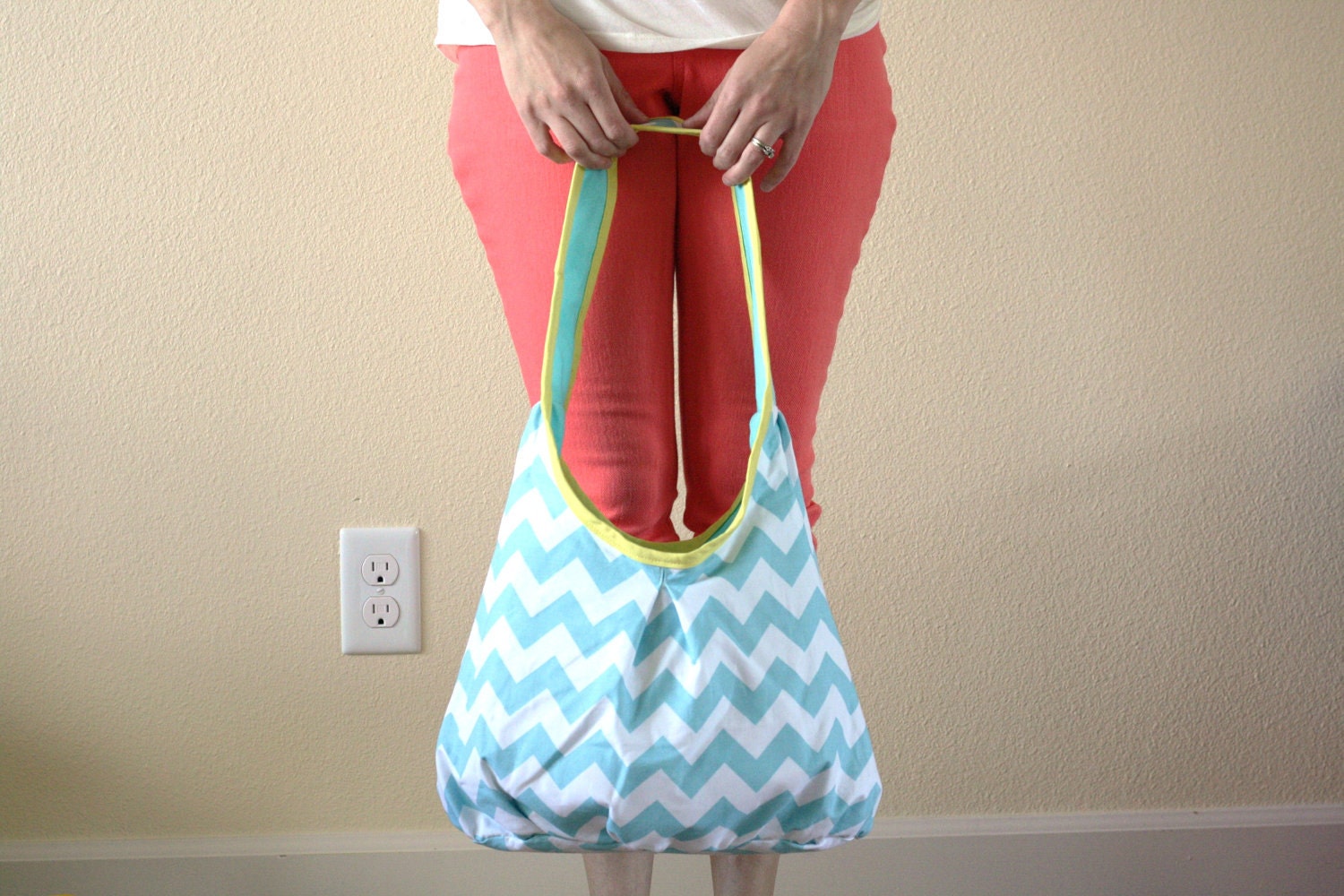 Roundabout Hobo Bag in Teal Chevron