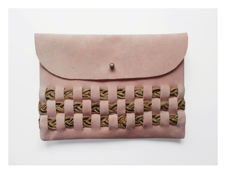 WOVEN CLUTCH (m) // pink brown braid