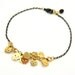 Tiny Skull Bracelet - Gold Skull Charms on Gold & Black Delicate Chain with Black Faceted Pendant