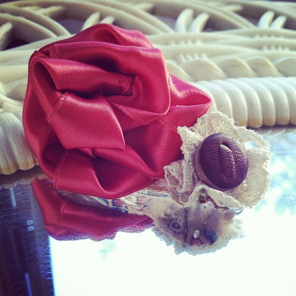 Romantic Red and Lace Hair Clip