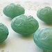 Faux Jade Floral Flourish Carved Oval Beads Large 21 x 18mm Vintage Lucite (2)