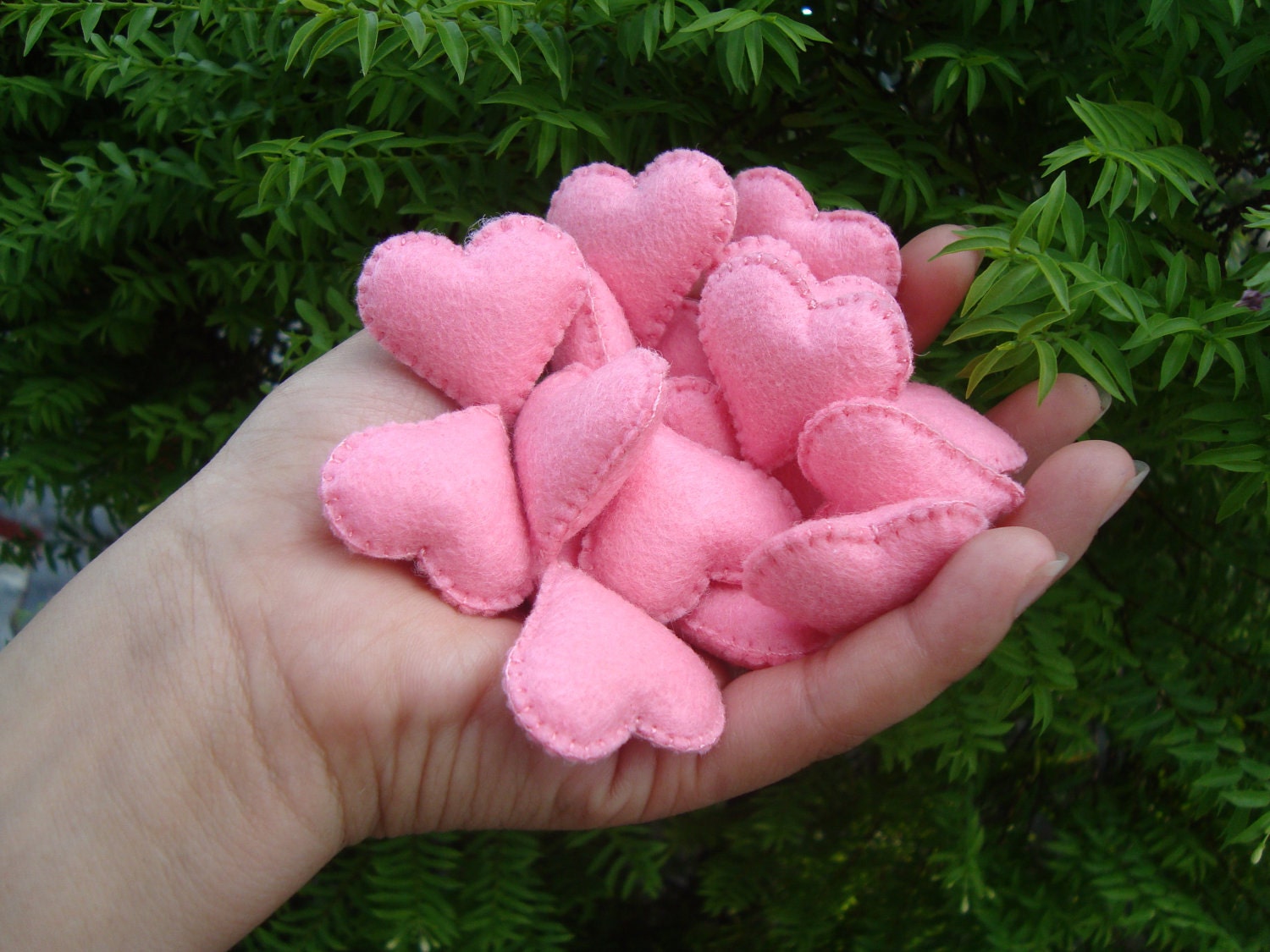 SET of 20 Light Pink Felt Hearts - Wedding gifts - wedding decoration - Heart ornaments - party decoration - (custom colors and sizes)